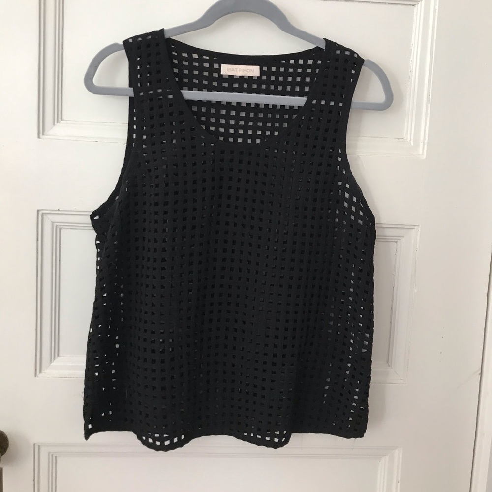 Gat Rimon Sleeveless Black Mesh Top Tank